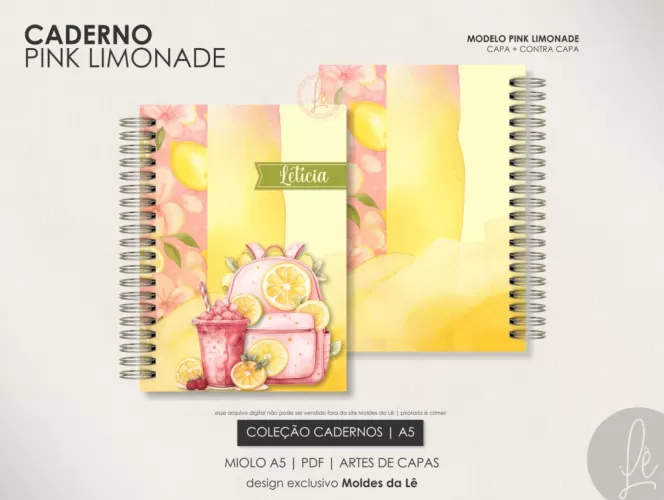 Caderno Pautado A5 – Pink Limonade (Moldes da Lê)
