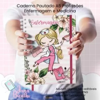 Caderno Pautado A5 – Profissões Enfermagem e Medicina – Jana