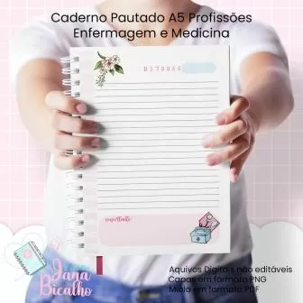 Caderno Pautado A5 – Profissões Enfermagem e Medicina – Jana
