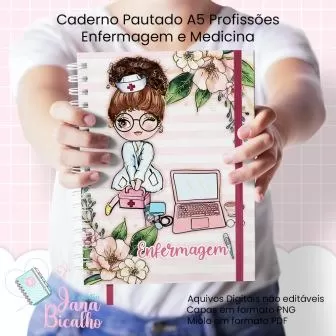 Caderno Pautado A5 – Profissões Enfermagem e Medicina – Jana