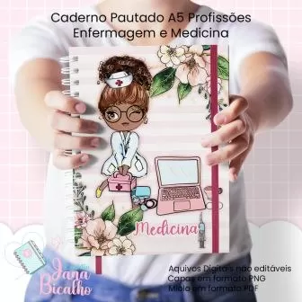 Caderno Pautado A5 – Profissões Enfermagem e Medicina – Jana