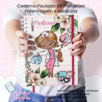 Caderno Pautado A5 – Profissões Enfermagem e Medicina – Jana