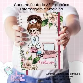 Caderno Pautado A5 – Profissões Enfermagem e Medicina – Jana