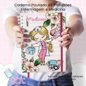 Caderno Pautado A5 – Profissões Enfermagem e Medicina – Jana