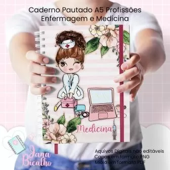 Caderno Pautado A5 – Profissões Enfermagem e Medicina – Jana