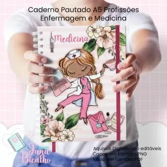 Caderno Pautado A5 – Profissões Enfermagem e Medicina – Jana