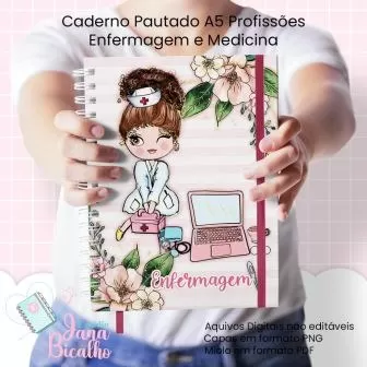 Caderno Pautado A5 – Profissões Enfermagem e Medicina – Jana