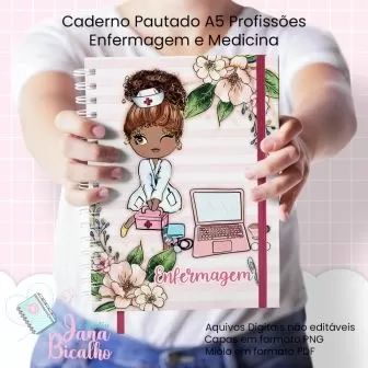 Caderno Pautado A5 – Profissões Enfermagem e Medicina – Jana