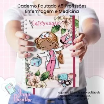Caderno Pautado A5 – Profissões Enfermagem e Medicina – Jana