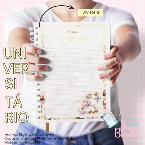 Caderno Universitário | Coleção Cute Unicorn N3 – Jana Bicalho