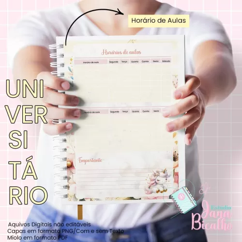 Caderno Universitário | Coleção Cute Unicorn N3 – Jana Bicalho