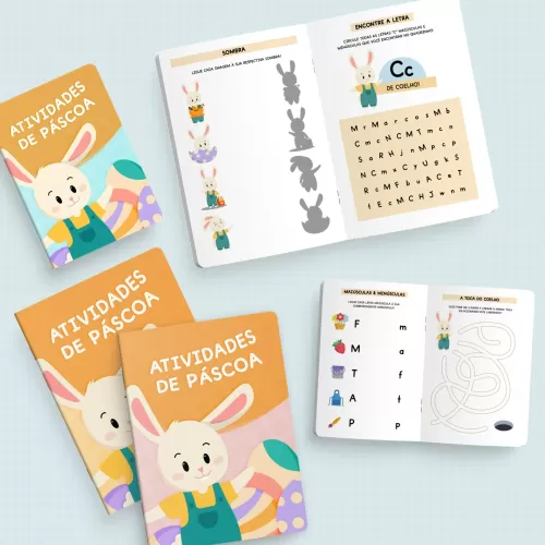 Caderno de Atividades | Páscoa Coelho e Cordeiro | Brochura A5 + A6 – Nilmara