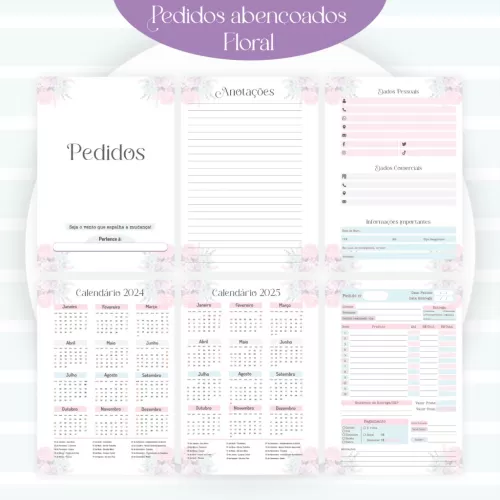 Caderno de Pedidos – Abençoados Floral – Encadernação (Pamella Vieira)