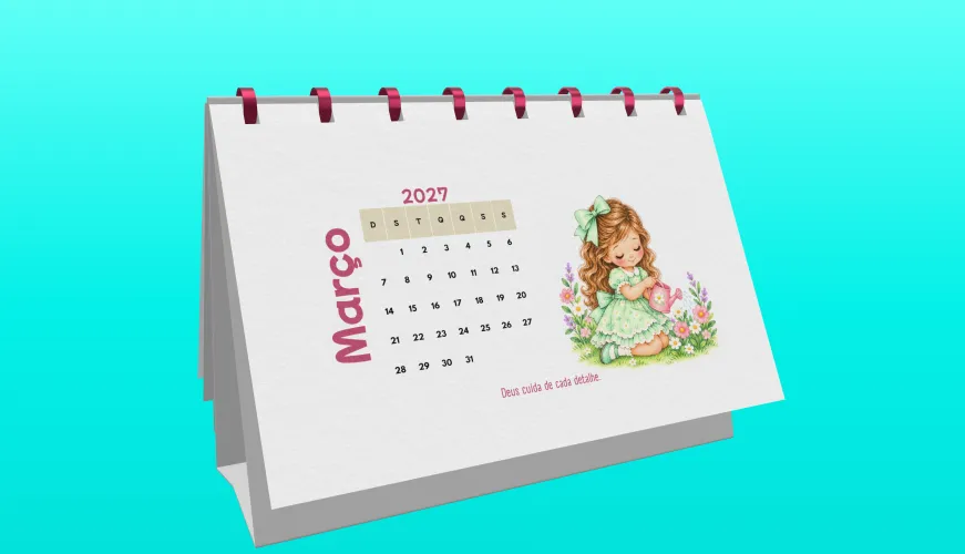 Mockup do Calendário 2027 Menininha de Fé A4 com capa 365 dias nas mãos de Deus  
Mockup do Calendário 2027 Menininha de Fé A4 com página de março ilustrada  
Mockup do Calendário 2027 Menininha de Fé A4 com página de novembro ilustrada