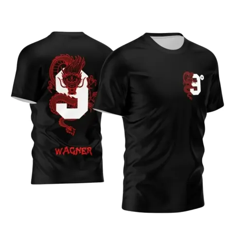 Camisa Escolar Personalizada - Preta - Nono Ano - Tema Dragão - 2025