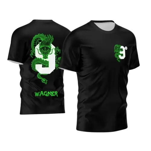 Camisa Escolar Personalizada - Preta - Nono Ano - Tema Dragão - 2025