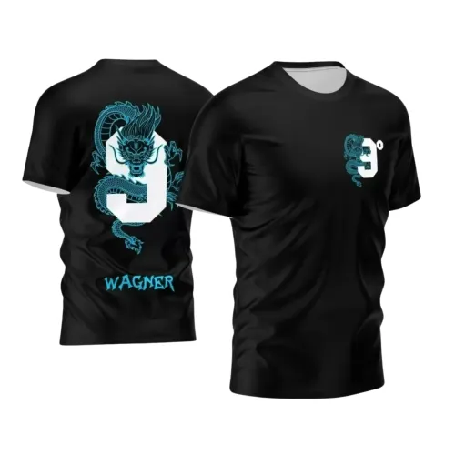 Camisa Escolar Personalizada - Preta - Nono Ano - Tema Dragão - 2025