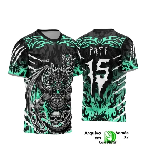 Camisa Interclasse Dragão: Design Caveira para Sublimação