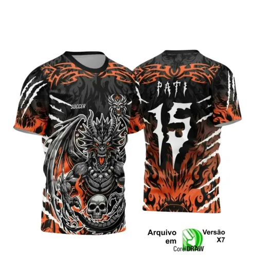 Camisa Interclasse Dragão: Design Caveira para Sublimação