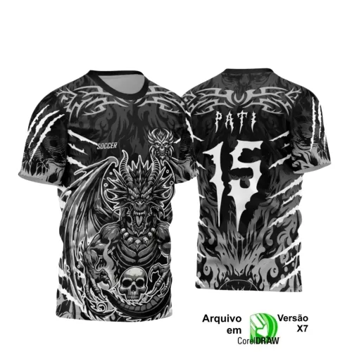 Camisa Interclasse Dragão: Design Caveira para Sublimação