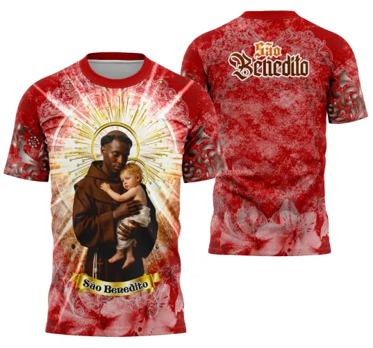 Camiseta Católica São Benedito 2025 – Estilo com Devoção Camiseta Católica São Benedito 2025 – Estilo com Devoção