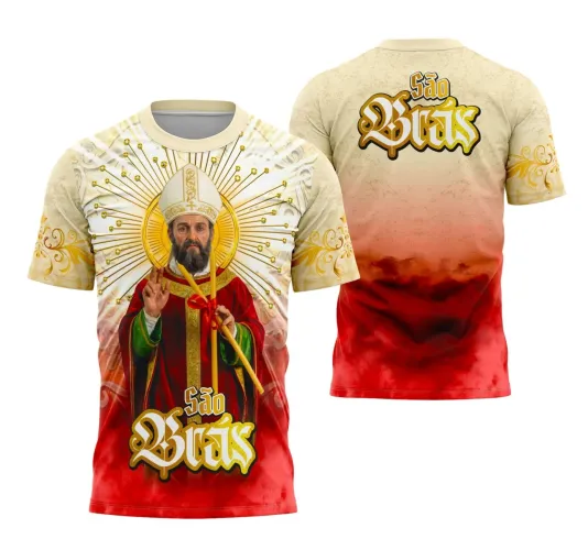 Camiseta Católica São Brás – Fé e Devoção Cristã