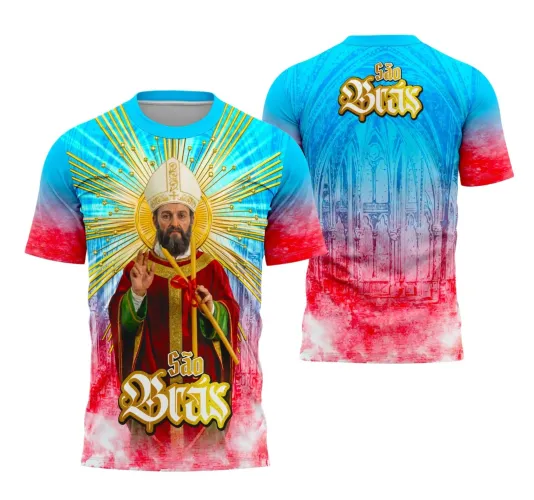Camiseta Católica São Brás – Fé e Devoção Cristã