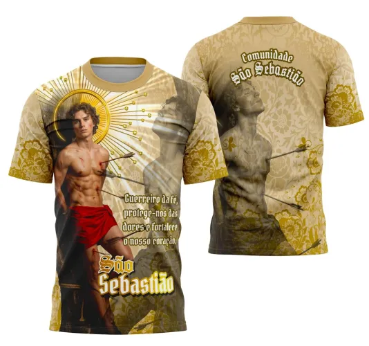 Camiseta Católica São Sebastião 2026 – Estilo com Devoção Camiseta Católica São Sebastião 2026 – Estilo com Devoção