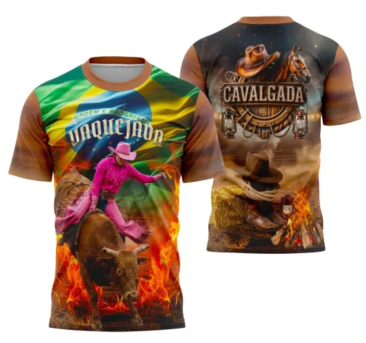 Camiseta Vaquejada Country para Cavalgada Estilo Sertanejo