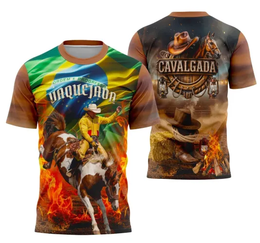 Camiseta Vaquejada Country para Cavalgada Estilo Sertanejo