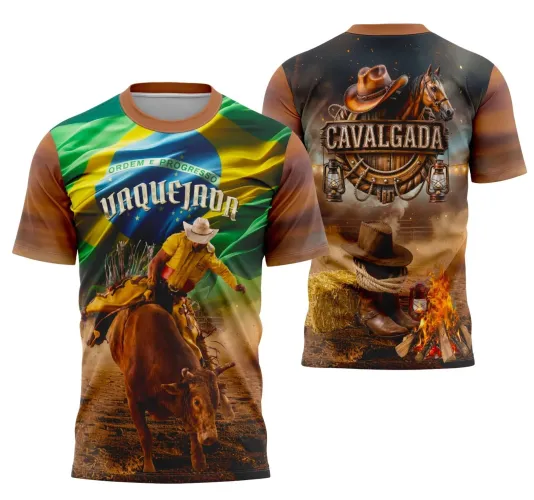 Camiseta Vaquejada Country para Cavalgada Estilo Sertanejo
