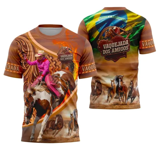 Camiseta Vaquejada Country para Cavalgada Estilo Sertanejo
