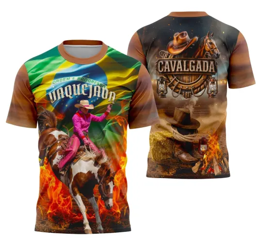 Camiseta Vaquejada Country para Cavalgada Estilo Sertanejo