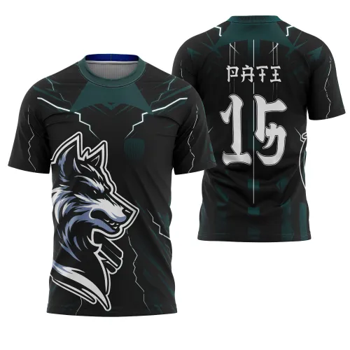 Camiseta Vetorizada – Uniforme Interclasse com Tema Lobo