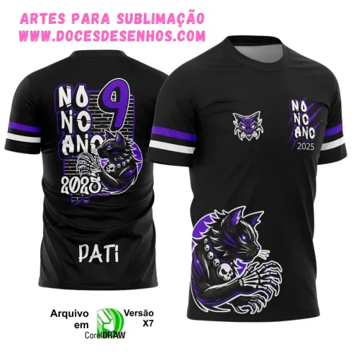 Camiseta escolar 9º ano 2025 – Estilo Gatinho Vetor Camiseta escolar 9º ano 2025 – Estilo Gatinho Vetor