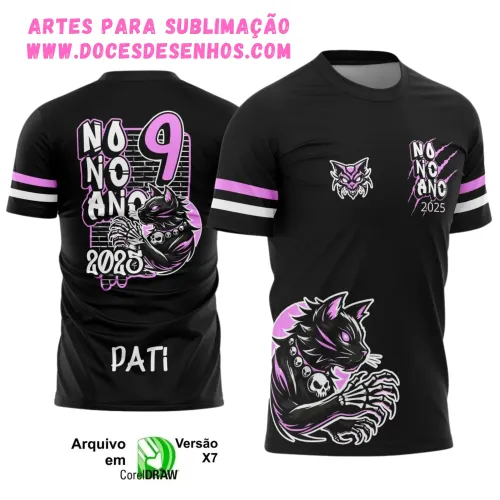Camiseta escolar 9º ano 2025 – Estilo Gatinho Vetor Camiseta escolar 9º ano 2025 – Estilo Gatinho Vetor