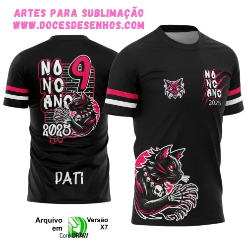 Camiseta escolar 9º ano 2025 – Estilo Gatinho Vetor Camiseta escolar 9º ano 2025 – Estilo Gatinho Vetor