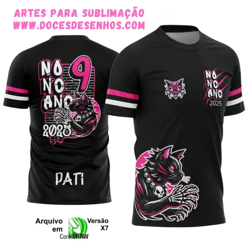 Camiseta escolar 9º ano 2025 – Estilo Gatinho Vetor Camiseta escolar 9º ano 2025 – Estilo Gatinho Vetor