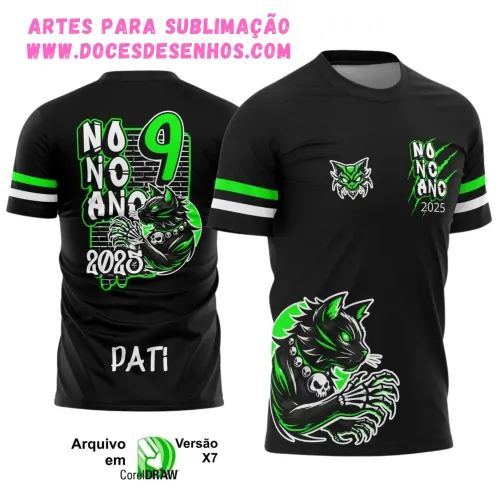 Camiseta escolar 9º ano 2025 – Estilo Gatinho Vetor Camiseta escolar 9º ano 2025 – Estilo Gatinho Vetor