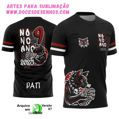 Camiseta escolar 9º ano 2025 – Estilo Gatinho Vetor Camiseta escolar 9º ano 2025 – Estilo Gatinho Vetor