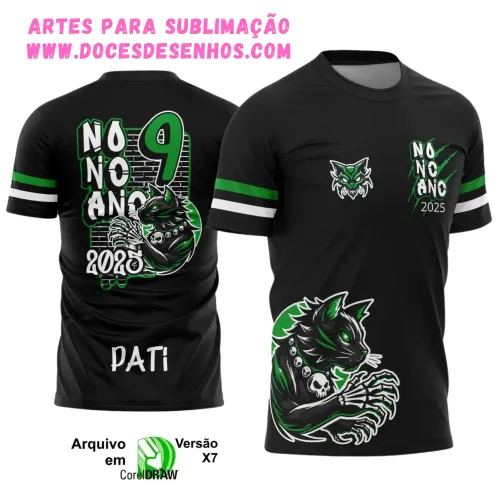 Camiseta escolar 9º ano 2025 – Estilo Gatinho Vetor Camiseta escolar 9º ano 2025 – Estilo Gatinho Vetor