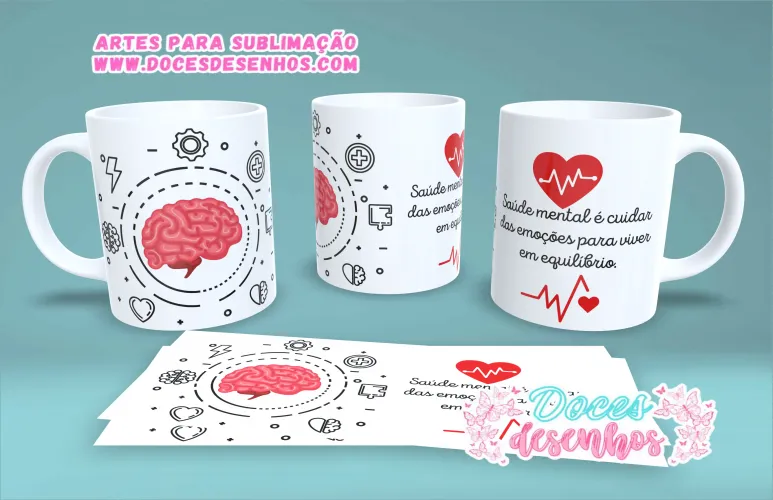 Caneca Saúde Mental: Arte Digital Personalizada Caneca Saúde Mental: Arte Digital Personalizada