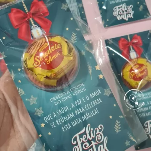 Cartão com Bombom Bola de Natal (Bella Ideia)
