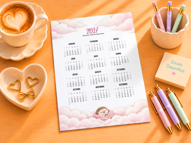 Calendário A5 2027 com cachorrinhos fofos entre nuvens verdes
Calendário A5 2027 com ouriço fofo dormindo entre nuvens lilás
Calendário A5 2027 com elefantinho fofo entre nuvens em tons pastel
Calendário A5 2027 com ouriço fofo dormindo entre nuvens rosas
Calendário A5 2027 com passarinho fofo segurando ramo entre nuvens verdes
Calendário A5 2027 com elefantinho fofo entre nuvens azuis
Calendário A5 2027 com elefantinho fofo entre nuvens lilás
Calendário A5 2027 com ursinho fofo dormindo entre nuvens verdes
Calendário A5 2027 com bichinho marrom fofo segurando coração entre nuvens
Calendário A5 2027 com abelhinha fofa e pote de mel entre nuvens amarelas
Calendário A5 2027 com raposinha fofa entre nuvens em tons suaves