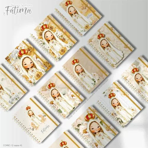 Combo 12 capas A5 Nossa Senhora de Fátima – CARINAS PAPER