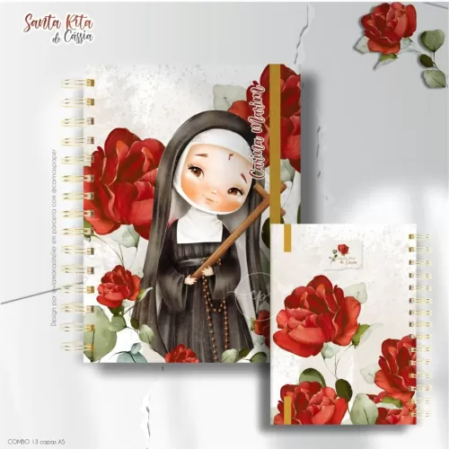 Combo 13 capas A5 Santa Rita de Cássia + 1 miolo neutro Brinde – CARINAS PAPER