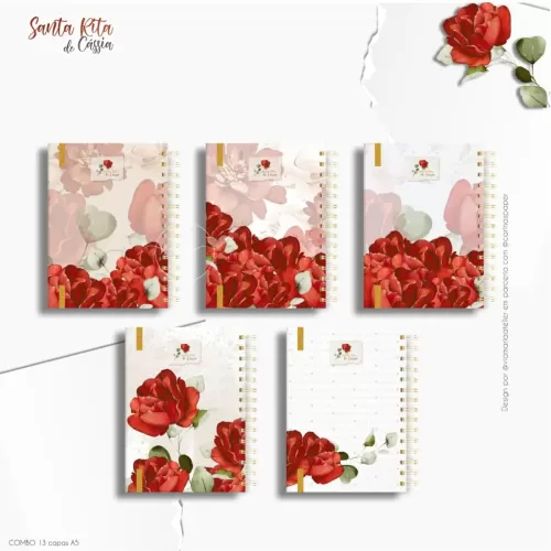 Combo 13 capas A5 Santa Rita de Cássia + 1 miolo neutro Brinde – CARINAS PAPER