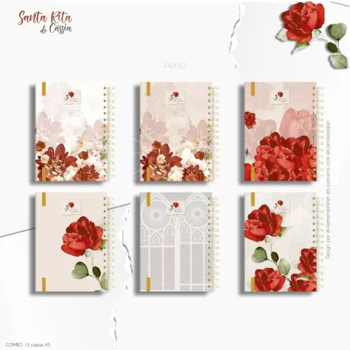 Combo 13 capas A5 Santa Rita de Cássia + 1 miolo neutro Brinde – CARINAS PAPER