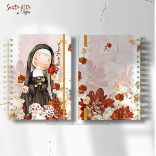 Combo 13 capas A5 Santa Rita de Cássia + 1 miolo neutro Brinde – CARINAS PAPER