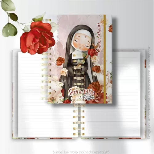 Combo 13 capas A5 Santa Rita de Cássia + 1 miolo neutro Brinde – CARINAS PAPER
